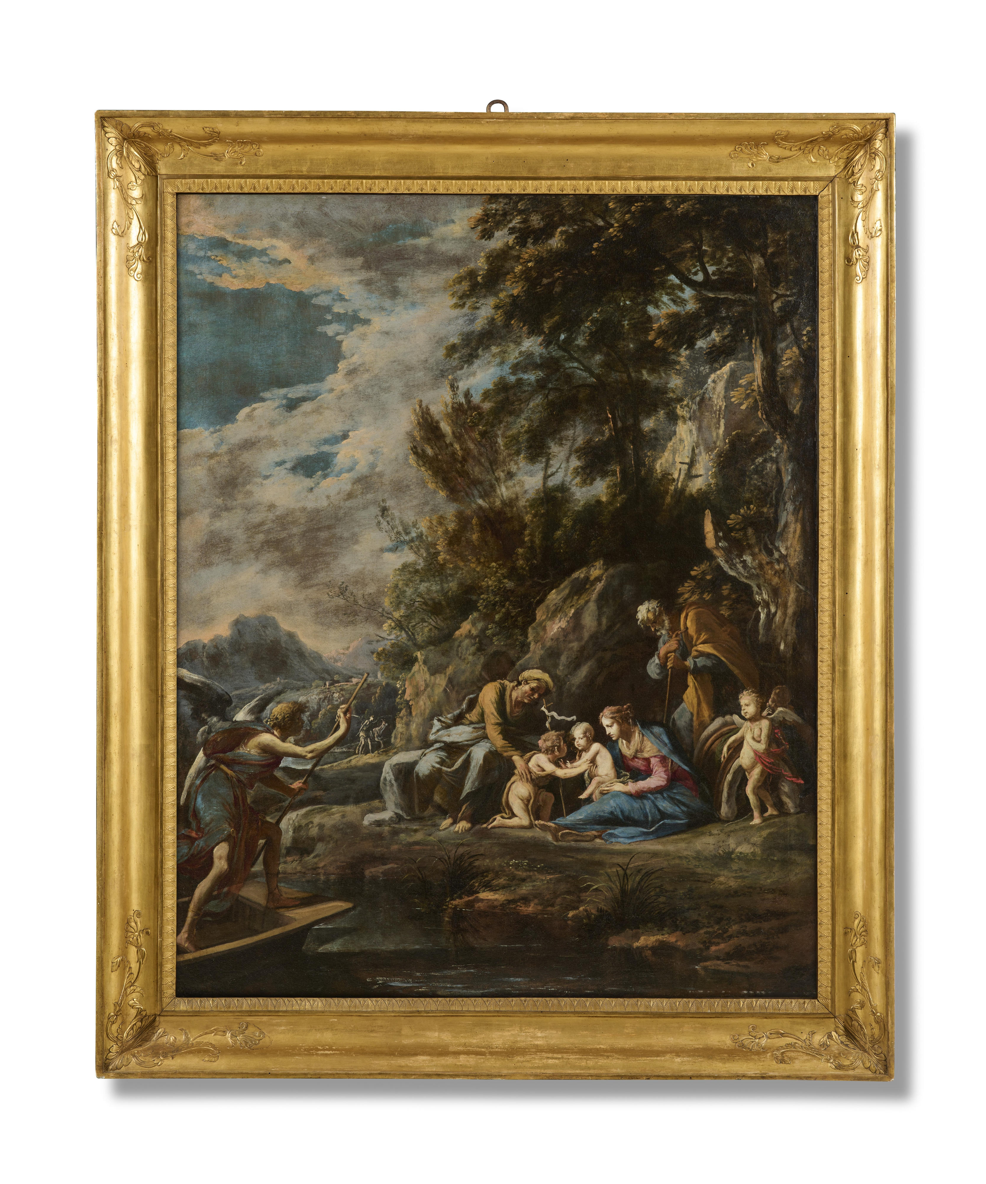 The Holy Family’s Departure to Egypt, with the Infant Saint John the Baptist and Saint Anne
